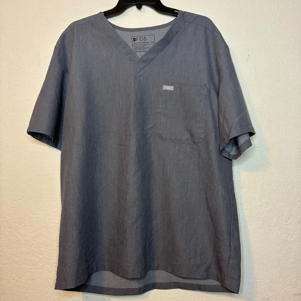 Figs Tech Collection Men's T2001T Gray Scrubs Set Top Pants XXL Leon Axim Cargo